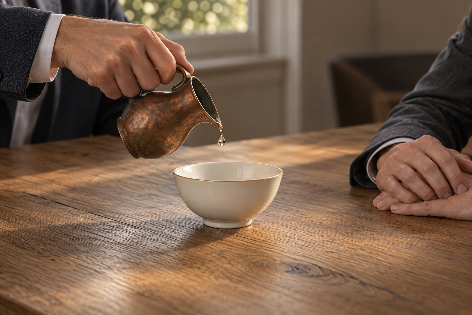 Bol de porcelaine rempli goutte à goutte