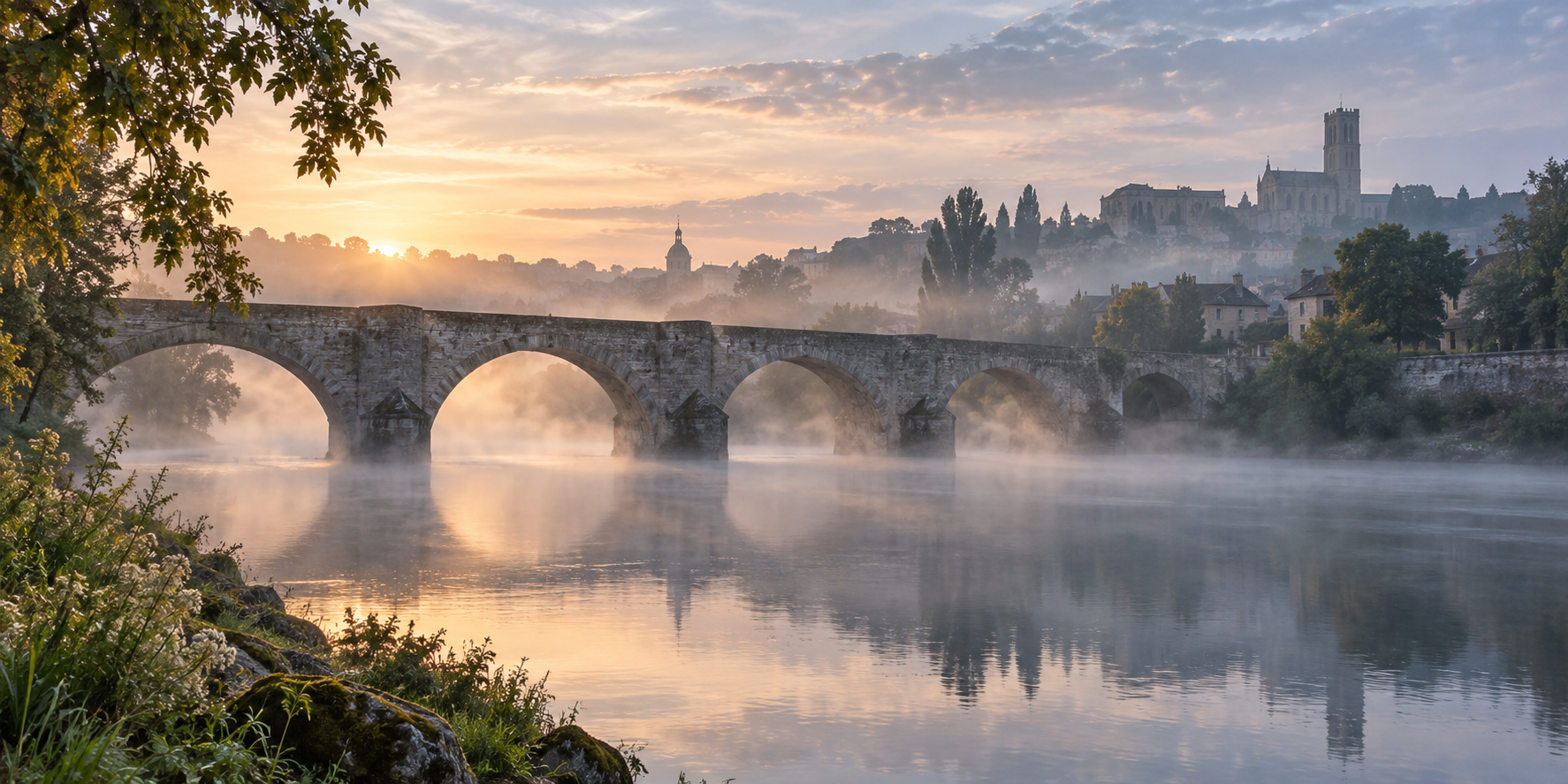 Les ponts de la Vienne à Limoges à l'aube